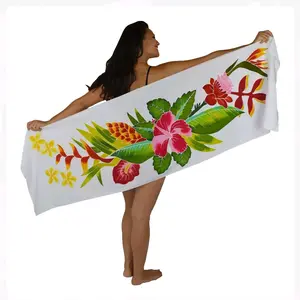 Hand-painted batik half sarong - White 121