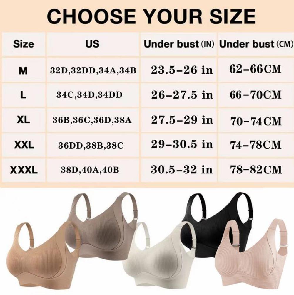 3/4/5piece set Women's Solid Color Wireless Bra Women's Ribbed Push Up Adjustable Wireless Bra,Push up Bras for Women A must-have for sports and fitness: a gift for her/mother