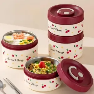 New Stainless Steel Cute Cherry Bento Lunch Box, Detachable Inner Liner with Handle, Two-In-One Design, Model Xinghao 000