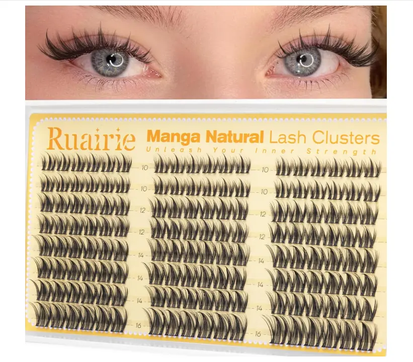 Manga Lash Clusters Natural Eyelash Clusters Fairy Cluster Eyelash Extensions 10-16mm Wispy Cluster Lashes CD-Curly Anime Lashes Clusters Individual Eyelashes for Clean Girl Makeup/No Makeup