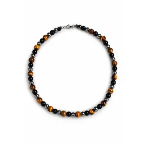 Tigers Eye, Black Onyx, Hematite Triple Protection Necklace