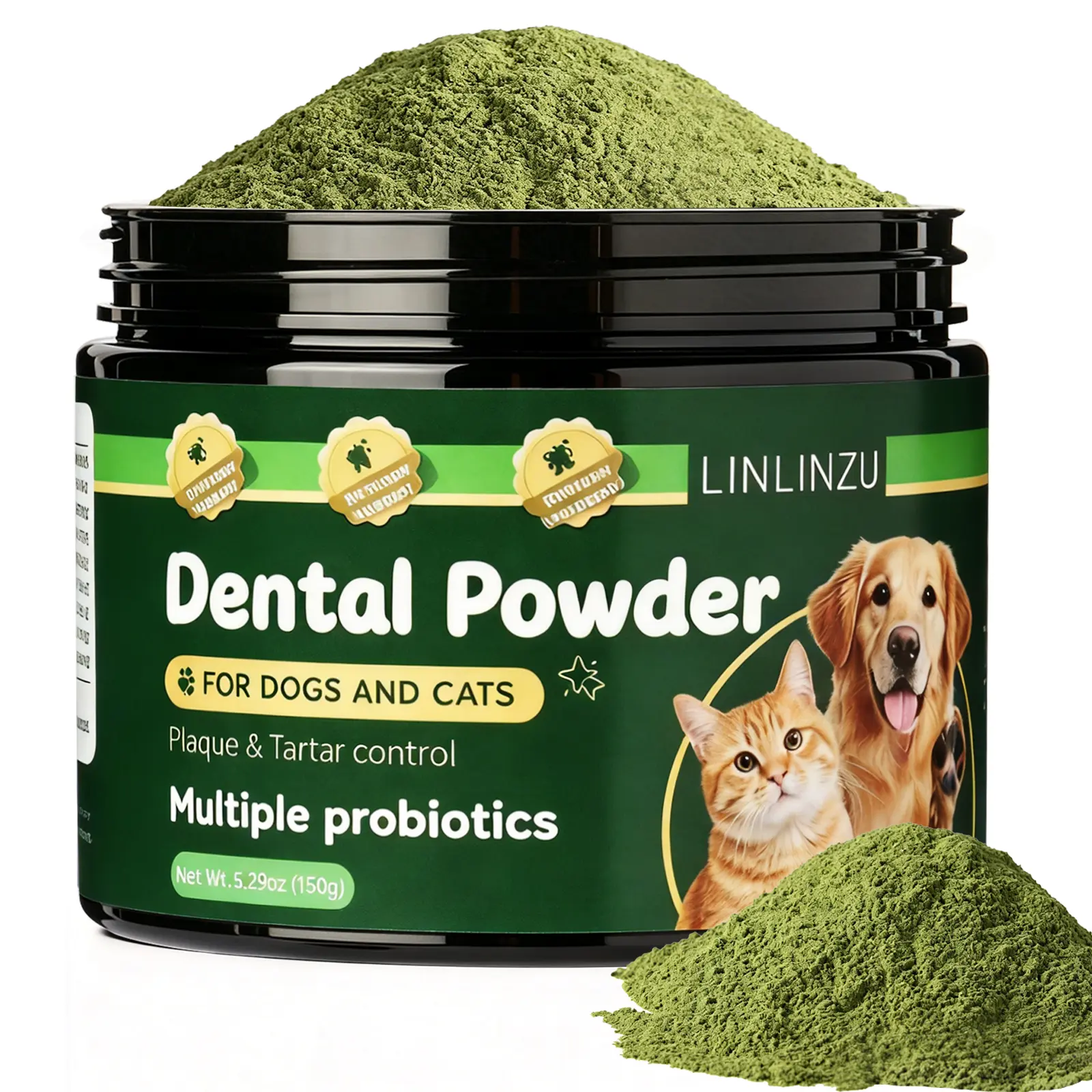 Probiotic Dog Dental Powder - Plaque Off Powder - Dog Teeth Natural Cleaning Powder - Dogs Breath Freshener - Enzymes & Probiotic with Tartar and Plaque Off - Pets Tooth Cleaning- 150g seasonal allergy