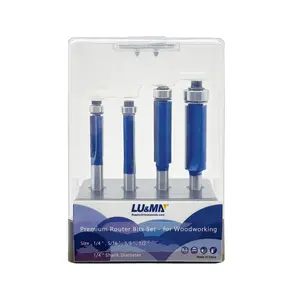 LU&MN Flush Trim Set Carbide Tipped Router Bits (4 PCS) with 1/4" Shank, Wood Milling Saw Cutter , All Purpose (Woodworking Tools for Home Improvement and DIY) (4PCS)