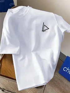 Men's Regular Fit Triangle Graphic Print Round Neck Long Tee, Casual Short Sleeve Fitted T-shirt for Summer, Men's Top for Daily Wear, Socks, Menswear, Aesthetic, Crewneck, Fabric, Casual Trendy Tee, Casual Comfy Streetwear, Casual Summer Tees