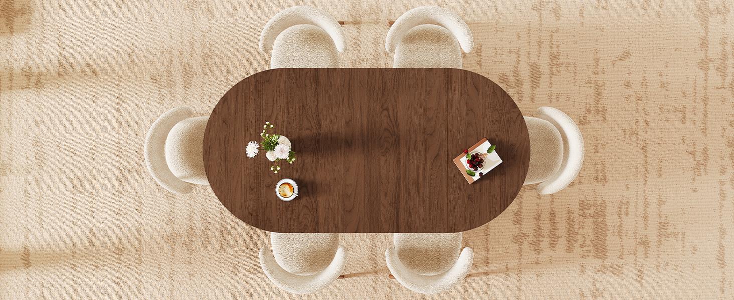 【BackToSchool】ONBRILL 41-78 Inch Extendable Dining Table for 4-8, Gorgeous Fluted Expandable Kitchen Table with Storage, 2 Leaf, Mid Century Modern Oval Dinner Tables for Dining Room, Kitchen, Living Room BackToSchool