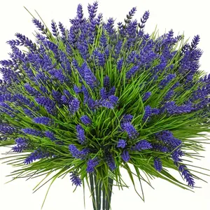 Outdoor artificial flowers, UV-resistant simulated lavender flowers, outdoor green shrubs, suitable for outdoor courtyards, gardens, flower beds, hanging pot decorations, window frame decorations, and indoor home decoration