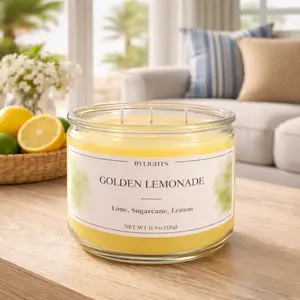 ByLights Golden Lemonade, Triple Wick, Soy Candle, Fresh Citrus, Home Fragrance, 11.5oz