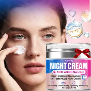 50g Night Facial Moisturizer Cream, Moisturizing Hydrating Skin Tightening Face Cream with Vitamin E, Caffeine & Niacinamide, Collagen Cream for Hydrated, Smoother Skin