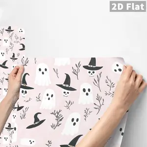 1PC QT Pink Cute Halloween Theme Wall Sticker Matte PVC Peel and Stick Backsplash DIY Self-Adhesive Removable Waterproof Oil-Proof Stain-Resistant for Bedroom School Office Kitchen Bathroom Furniture Stairs Tile