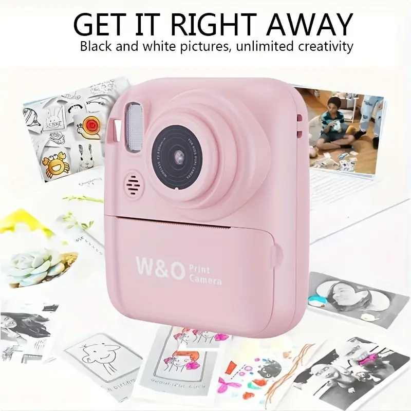 48MP Instant Print Camera with 2.4'' LCD Screen Portable Mini Camera Printer for Kids Teens 32GB TF Card 1080P FHD Video MP4 Puzzle Game Christmas Gift