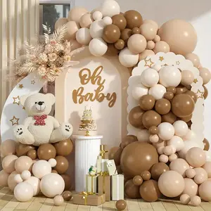 104pcs Khaki Sand White Skin Latex Balloons Garland Arch Kit for Birthday Wedding Anniversary Celebration Graduation Season Party Background Home Decor Supplies