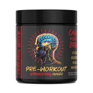 Cerebral Shock Pre-Workout Supplement - Strawberry Mango Flavor - 200mg Caffeine & Electrolytes for Focus, Energy, Endurance & Hydration - Natural Nootropic Formula for Mental & Physical Performance
