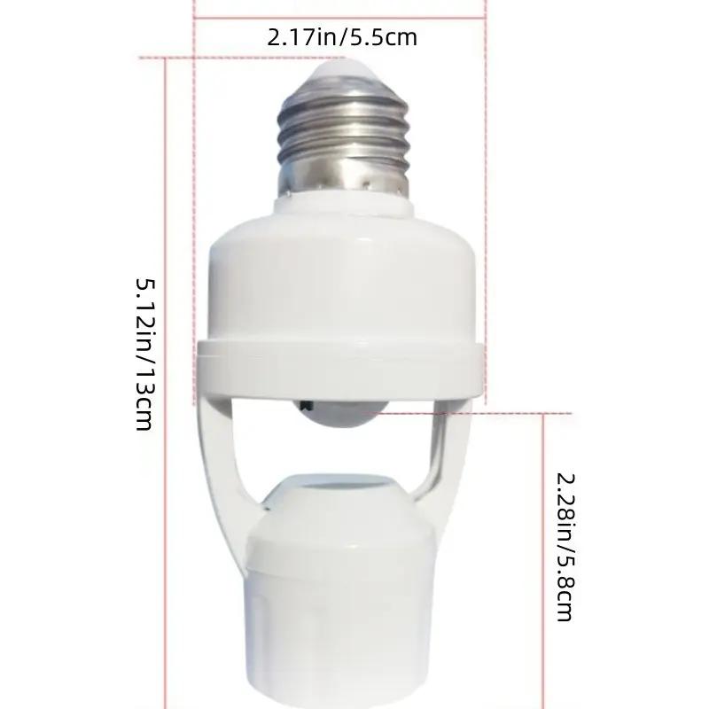 Motion Sensor E27 Socket Adapter with Human Body Infrared Detection, 6m Detection Range, Auto On/Off, No Wiring, High Sensitivity for LED/CFL Bulbs (85-265V),Ideal for Porch,Garage,Yard & Outdoor Security Lighting - Smart Home, Energy-Saving,Easy Install