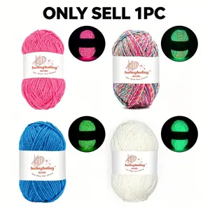 Multicolor Glow-In-The-Dark Yarn, Acrylic Night Light Yarn, 130 Yards, 50g/1.76oz, Ideal for Crochet and Knitting Projects