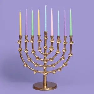 Gold Floral Lily Menorah