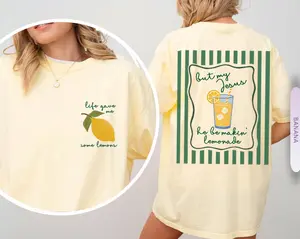 [Comfort Colors Collection] Life Gave Me Some Lemons But My Jesus Be Makin' Lemonade Shirt, Funny Christian Back Print T Shirt, Faith Inspired Summer Graphic Tee, Front Pocket Lemon Shirt, Comfort Colors Vintage Unisex Tee, Religious Gift for Women Men
