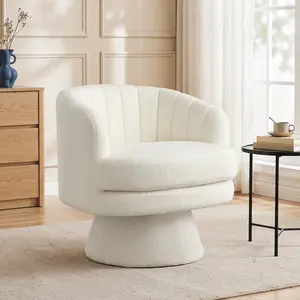[memorialday] Hertford Vanity Chair, Swivel 360 Degree Swivel Barrel Chairs Accent Chair, Barrel ChairsModern Cozy Lambswool Accent Chair, Comfy Round Armchiars,  for Living Room, Bedroom Office