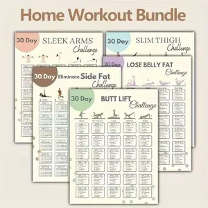 5pcs/10pcs 30-Day Family Exercise Challenge Yoga Poster Set, Wall Workout Challenge Schedule Tracker, Home Fitness Motivation