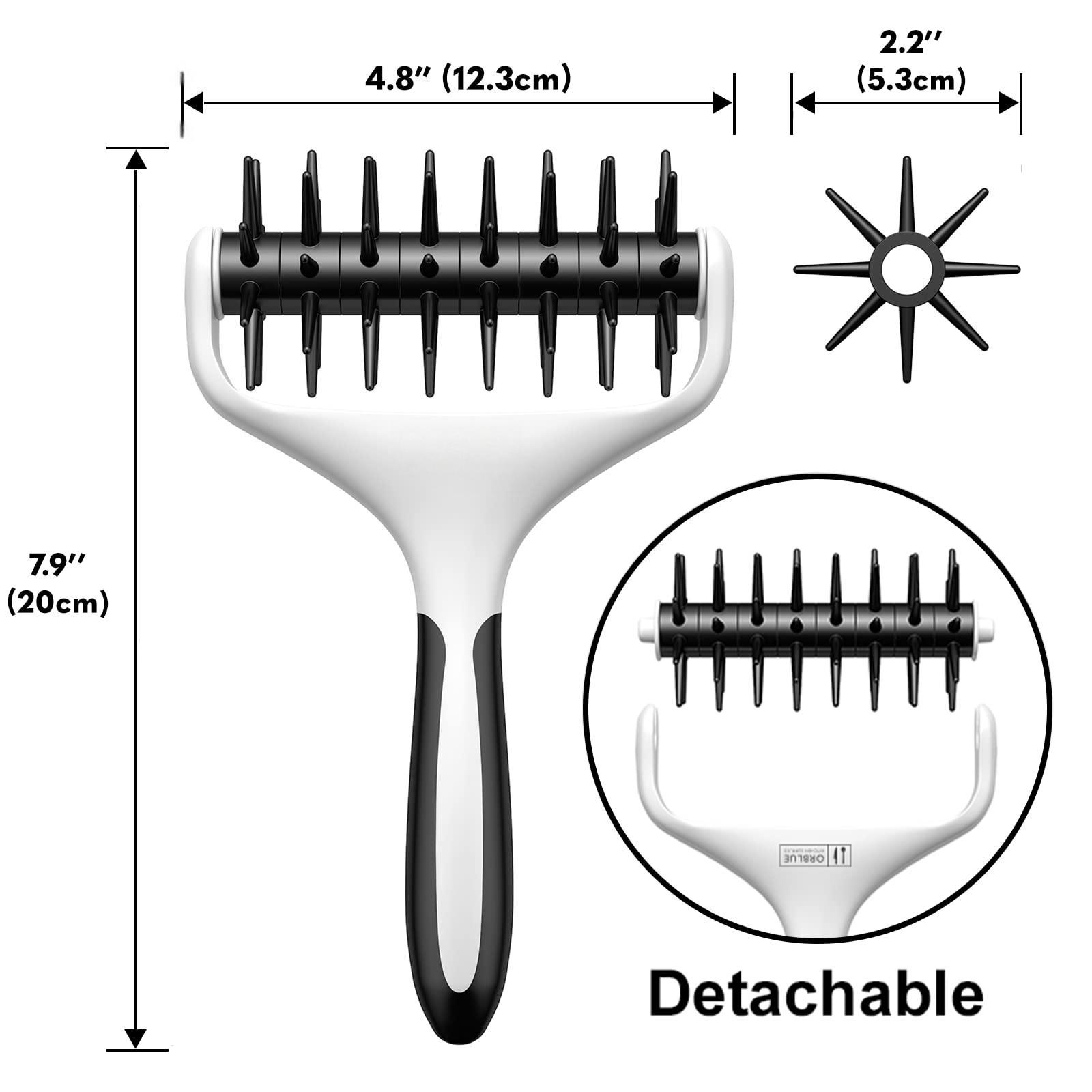 Pizza dough press with spikes, a pizza dough press tool for home and commercial kitchens - a pizza making accessory to prevent dough from bubbling, black.