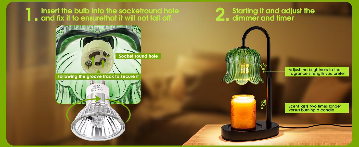 Automatic Timer Essential Oil Candle Lamp with Adjustable Height & Brightness Flameless Aroma Diffuser for Wax Melting Essential Oil Lamps Modern Home Decor Ideal for Living Rooms and Bedrooms Creates a Warm Atmosphere Year Round Flower Design