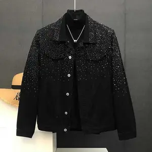 Fashionable Hot Diamond Jacket Spring and Autumn 2025 New Men's Tops Retro Short JacketsHigh-quality men's fashion, high-quality men's clothing   Black Menswear Coats