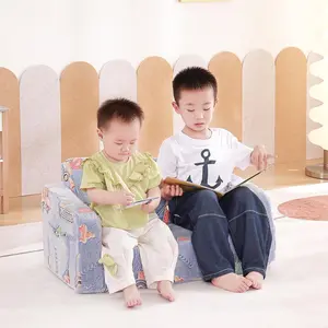 Kids Sofa Chair 2 in 1 Toddler Fold Out Couch Comfy Kids Sofa for Playroom Extra Soft 2 Seats Glow in The Dark Children Couch to Lounger for Girls Boys Furniture Folding Portable and Supportive Design
