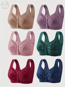 Women's Floral Print Push Up Medium Bra, Soft Comfortable Breathable Fit Bra, Women's Lingerie Underwear for All Seasons Womenswear