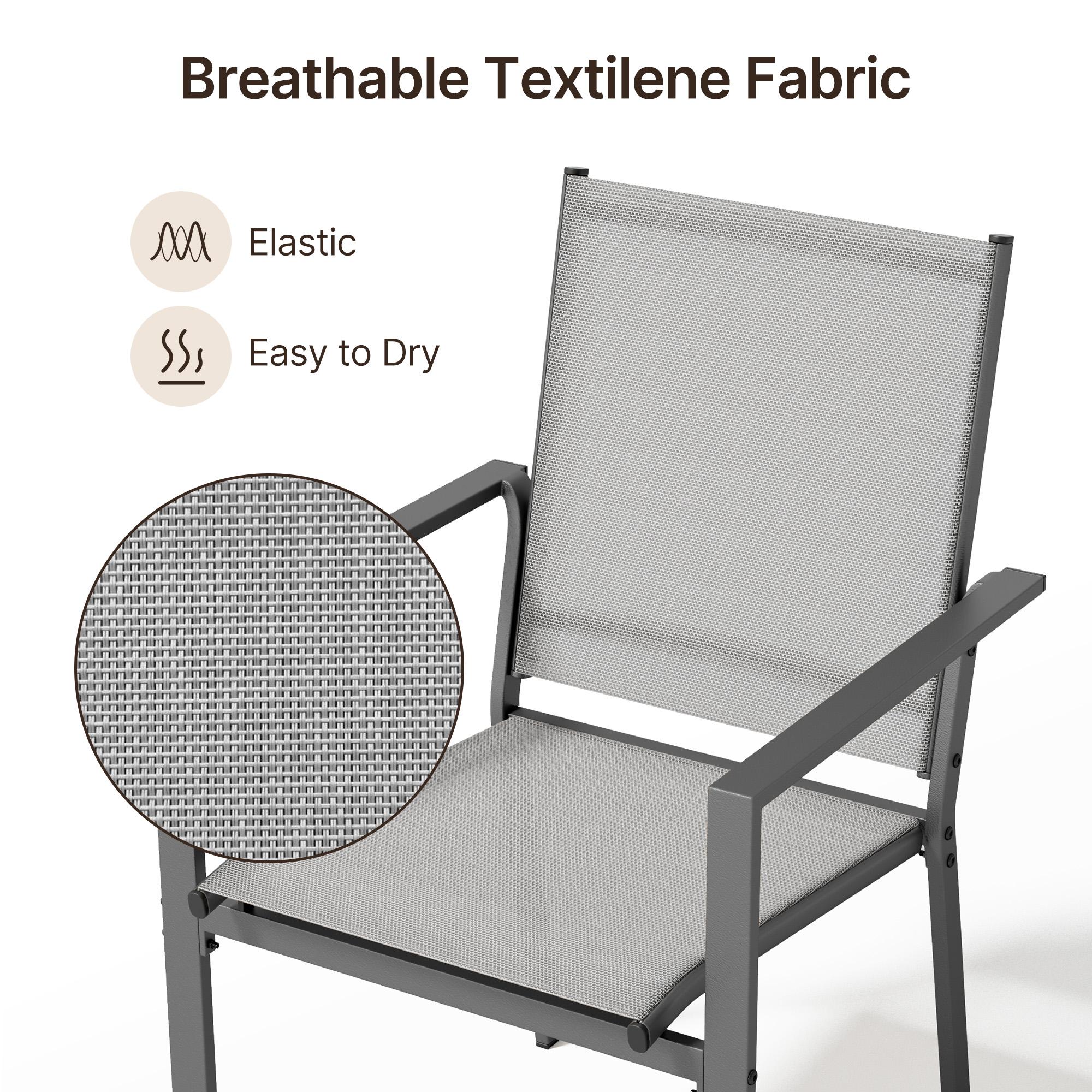 Gizoon Patio Table and Chairs Set for 6, Outdoor Dining Set Includes 59.5" Rectangle Patio Table with Side Umbrella Hole and 6 Textilene Fabric Patio Chairs for Courtyard, Backyard, Pool, Grey&Brown Gizoon Patio Table and Chairs Set for 6, Outdoor Dining Set Includes 59.5" Rectangle Patio Table with Side Umbrella Hole and 6 Textilene Fabric Patio Chairs for Courtyard, Backyard, Pool, Grey&Brown