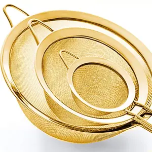 3pcs Stainless Steel Mesh Sieve, Fine Mesh Filter, Reusable Durable Hanging Flour Sifter, Baking Tool Kitchen Accessories