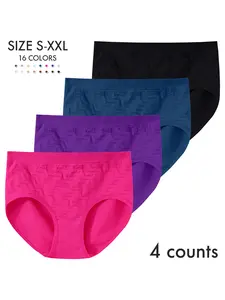Women's Seamless Comfortable Everyday Mid-Waist Knit Underwear, 16-Pack Slim-Fit Casual Knickers, All-Season Moderate Fabric Panties