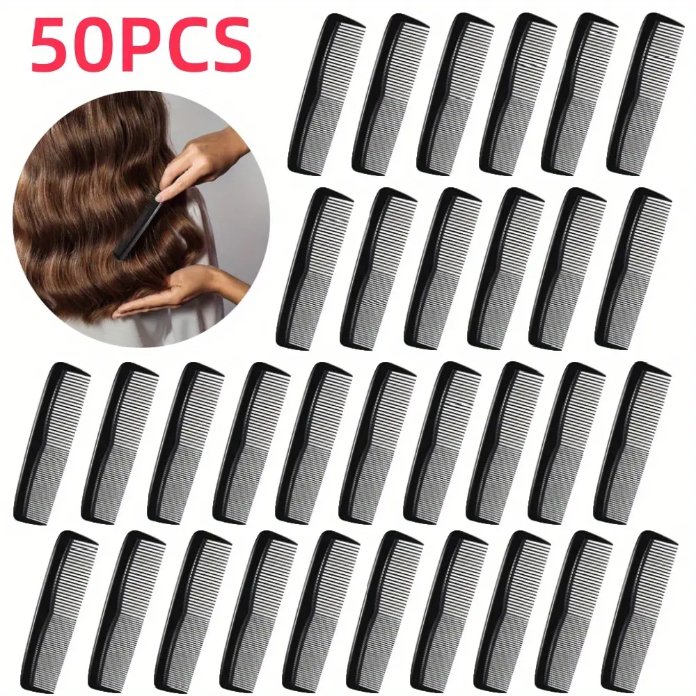 50 Pieces Men's Pocket Comb 5 Inch Wide Fine Teeth Plastic Professional Hairdressing Comb Women's Small Anti-Static Comb Beard Grooming Accessories summerwins