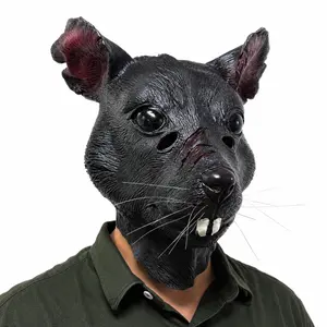 Realistic Rat Latex Mask with Whiskers, Creepy Mouse Head Cover, Funny Sewer Rat Prank Prop for Halloween & Cosplay Costume