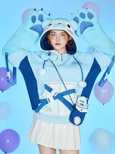 [Officially Licensed] Goodnight Pajamals x Micotaku Polar Bear Popo Paw Hoodie White and Sky Blue Furry Paw Hoodie Daily Wear