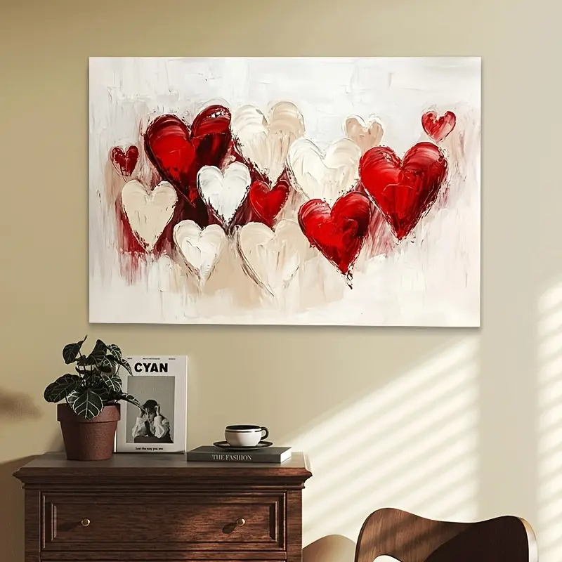 Heart-Shaped Valentine's Day Canvas Art - Framed and Ready to Hang, Amazing Love Design for Bedroom, Living Room, and Home Decor, Ideal Gift for Special Occasions