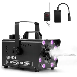 Upgraded Snow Maker Machine Outdoor Industrial 600W Snowflake Machine with  Remote Control 8 LED 13 Color Light Effect Stage Snow Machines for DJ Party, Wedding,Christmas Decoration