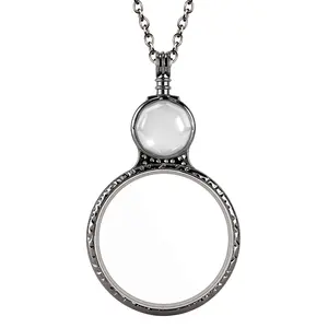 Magnifying Glass Necklace for Women, Portable Magnifying Glass, 10X Magnifying Monocle Necklace Pendant Vintage Reading Magnifier Lens