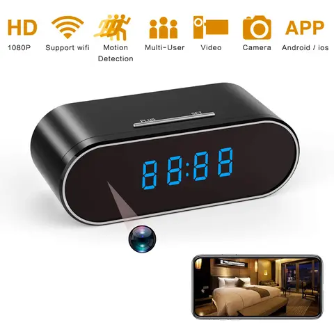 1080P HD WiFi Clock Security Camera, Indoor Remote App Control Security Cameras & Systems with 2.4G/5G WiFi, Motion Detection, Night Vision, USB Power, Micro SD Card Recording, Android/iOS Monitoring, Phone Stream for Home