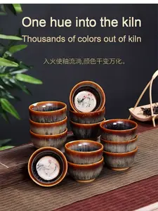 Retro Ceramic Kiln-Change Glaze Chinese Zodiac Gong Fu Tea Cup, Violet-Jade Collectible Cultural Pottery Tea Cup
