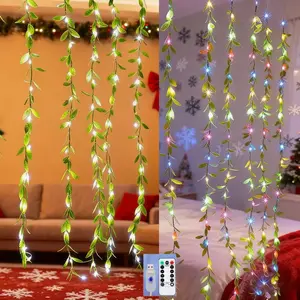 USB Powered Willow Leaf String Light, 100 LED Atmosphere Light, Decorative Fairy Light for Christmas Tree, Wedding Party Gifts, Bedroom, New Year