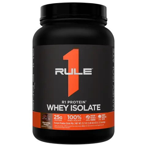 Rule 1 R1 Protein Whey Isolate – 25g Protein & 6g BCAA from Pure Isolated & Hydrolyzed Whey Sources for Muscle Recovery, Workout Support, & Fitness Nutrition, 1.5 lb, Made in the USA