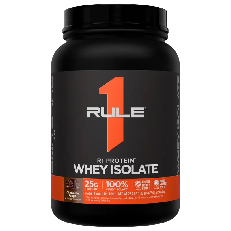 Rule 1 R1 Protein Whey Isolate – 25g Protein & 6g BCAA from Pure Isolated & Hydrolyzed Whey Sources for Muscle Recovery, Workout Support, & Fitness Nutrition, 1.5 lb, Made in the USA