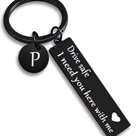 1pc Safety Driving Keychain, Letter Arrangement Keychain, Stainless Steel Keychain, Stainless Steel Keyring, Keyrings For Keys, Birthday Father's Day Christmas Gift for Boyfriend, Outdoor Spanish Style, Safety Message, Encouraging Safe Driving, Ideal Gift