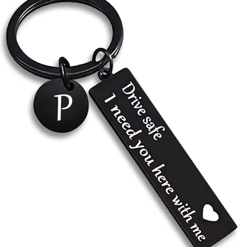 1pc Safety Driving Keychain, Letter Arrangement Keychain, Stainless Steel Keychain, Stainless Steel Keyring, Keyrings For Keys, Birthday Father's Day Christmas Gift for Boyfriend, Outdoor Spanish Style, Safety Message, Encouraging Safe Driving, Ideal Gift