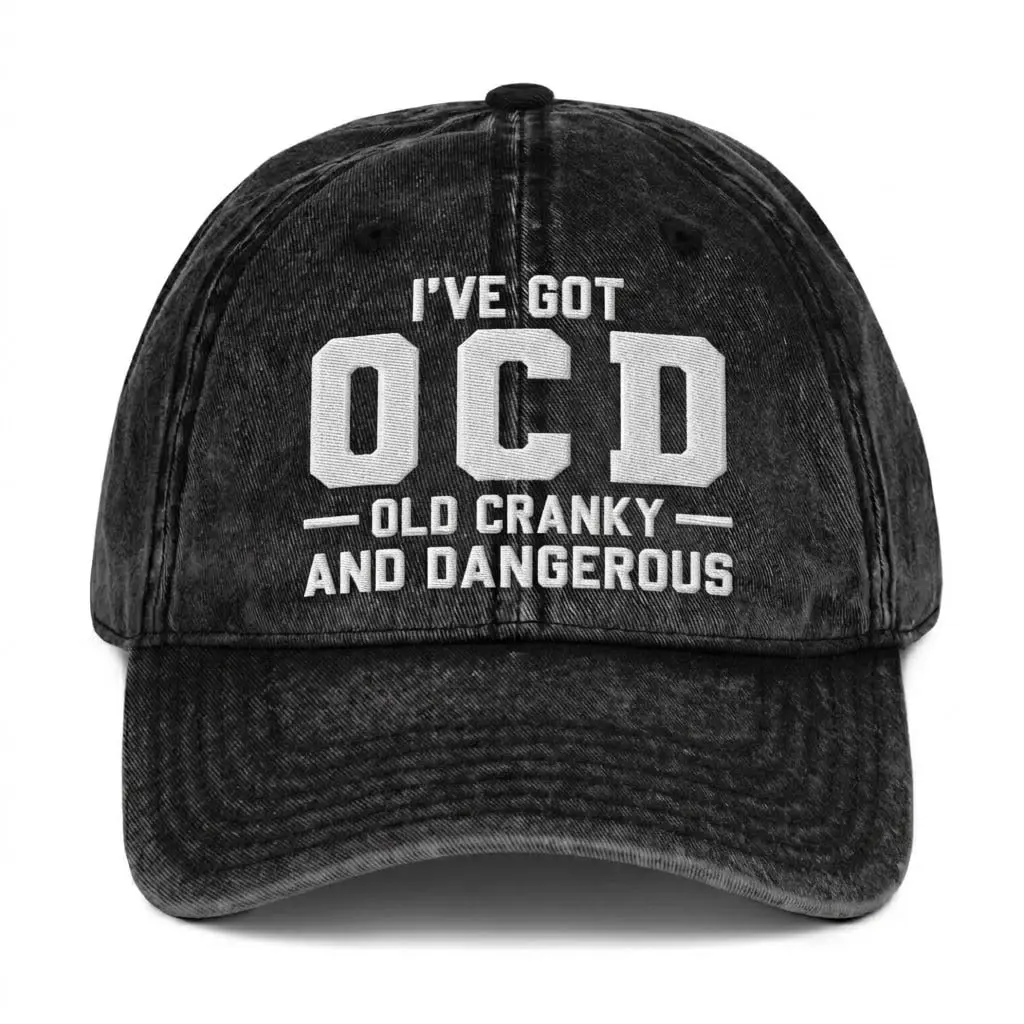[Generation Studio] Gen X Embroidered Hat, I've OCD, Old Cranky And Dangerous Embroidered Washed Hat, Vintage Attitude Dad Cap, Hat Perfect Gift For Dad