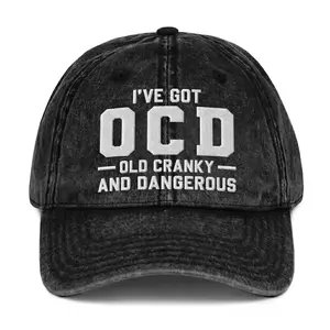 [Generation Studio] Gen X Embroidered Hat, I've OCD, Old Cranky And Dangerous Embroidered Washed Hat, Vintage Attitude Dad Cap, Hat Perfect Gift For Dad