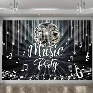 1pc Retro 90s Party Backdrop Banner - Polyester Wall Decor with "Back to the 90's" Text & Nostalgic Design, Perfect for Home, Room, and Party Photo Props, Retro Party Decor Ornaments White