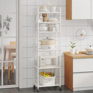 Home Multi-Layer Floor Storage Rack, Easy Multifunctional Rolling Shelf, Large Capacity Grocery Sorting Rack, Space-Saving, Suitable for Living Room, Kitchen, Bathroom, Baker Rack