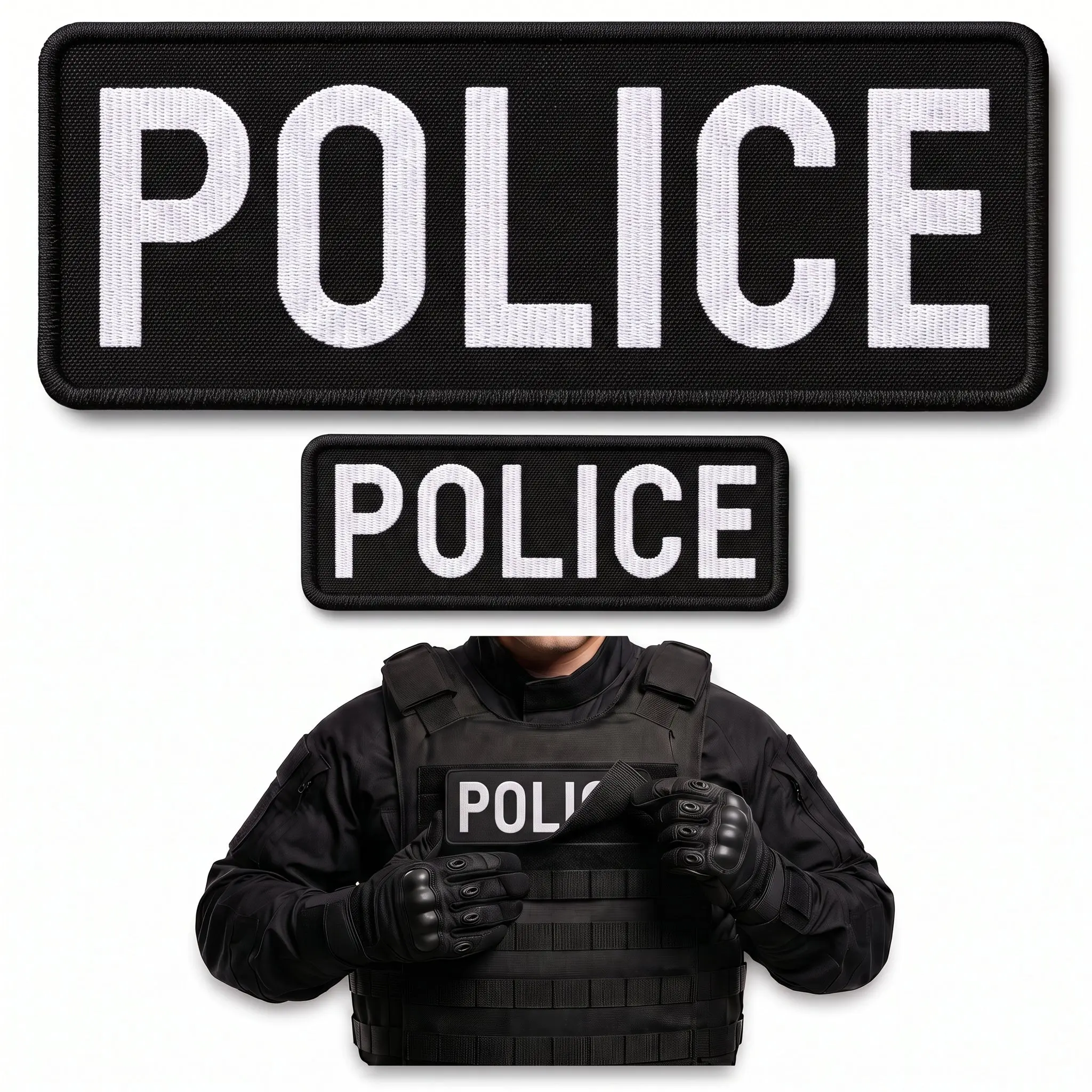 Police Patch Set (2-Pc), Embroidered Hook & Loop
