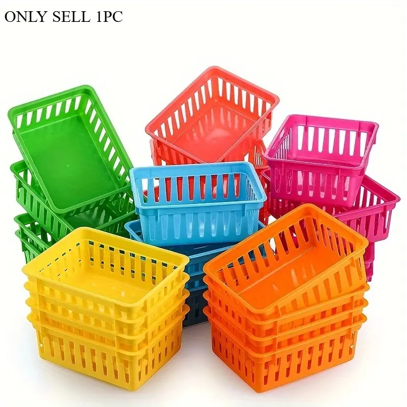 Colorful office storage basket, stationery basket, stackable storage basket, long bar jewelry storage basket, drawer organizing kitchen storage basket, Plastic Basket for miscellaneous items