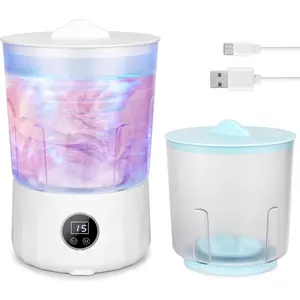 Rechargeable Double Barrel Mini Washer with USB-C Charger, 1.5L Isolated Tubs, Bionic Hand Wash, 3 Modes, 3000mAh Battery, Dual Tub Cleaning, for Small Clothes & Travel Use